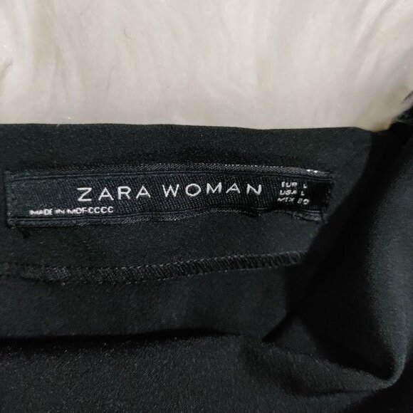 Zara Woman Basic Black Drape Neck Cap Sleeve Sheath Dress Women's Size Large - Picture 7 of 13